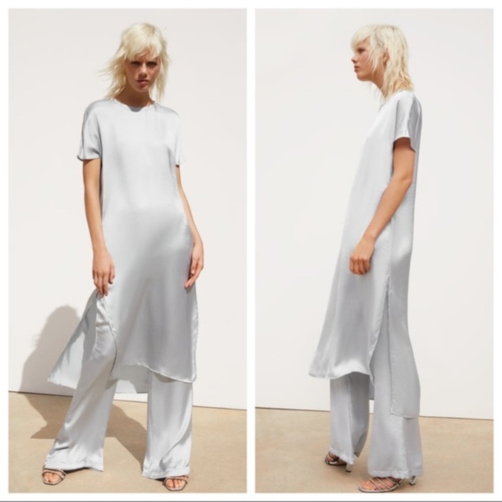 Zara Blue Gray Midi Dress size small NWT